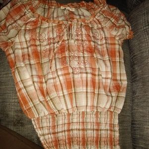 Orange flannel blouse